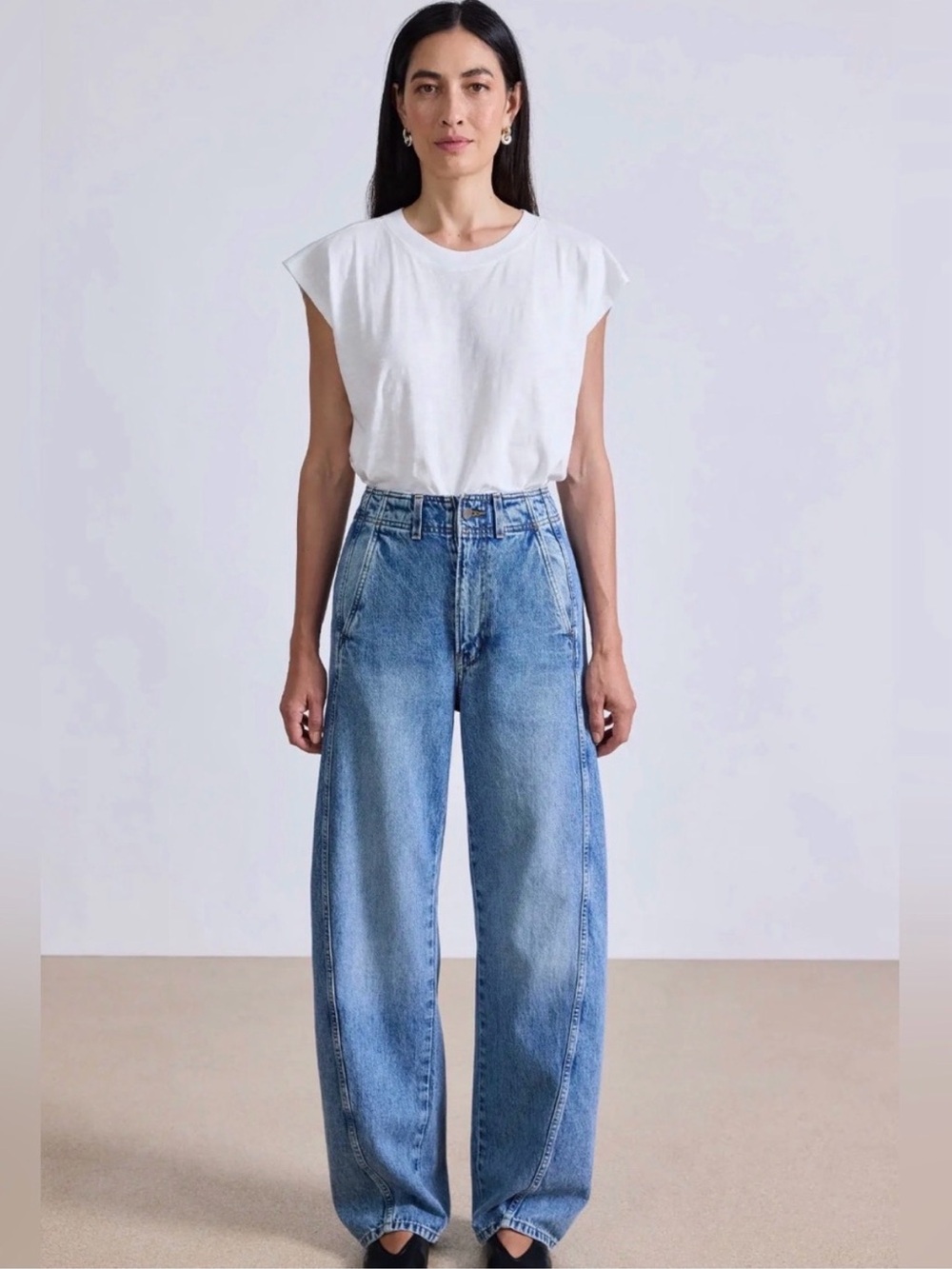 Apiece Apart Meridian High-Rise Wide Leg Jeans - Austin Wash